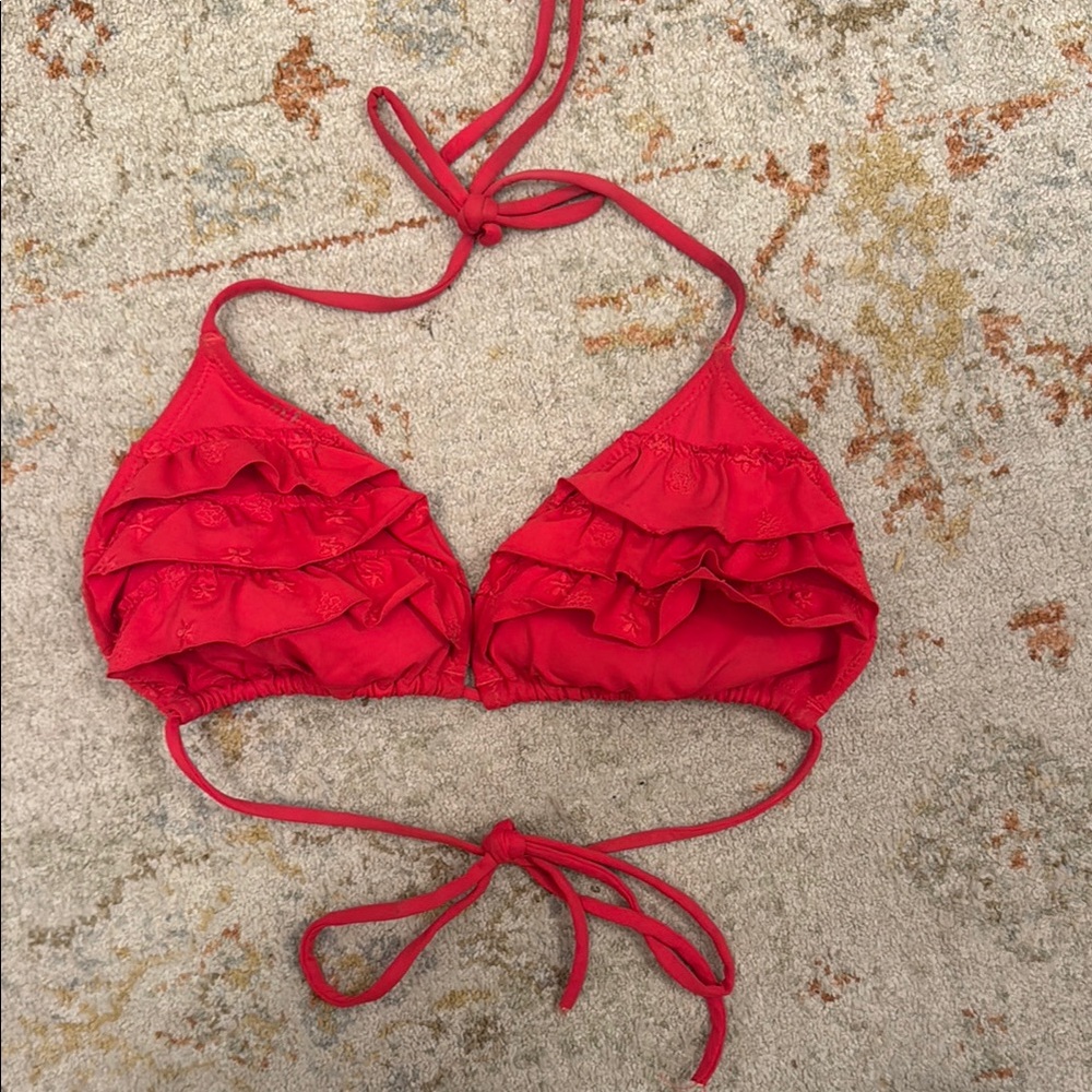 Abercrombie & Fitch Red Ruffle Bikini Top